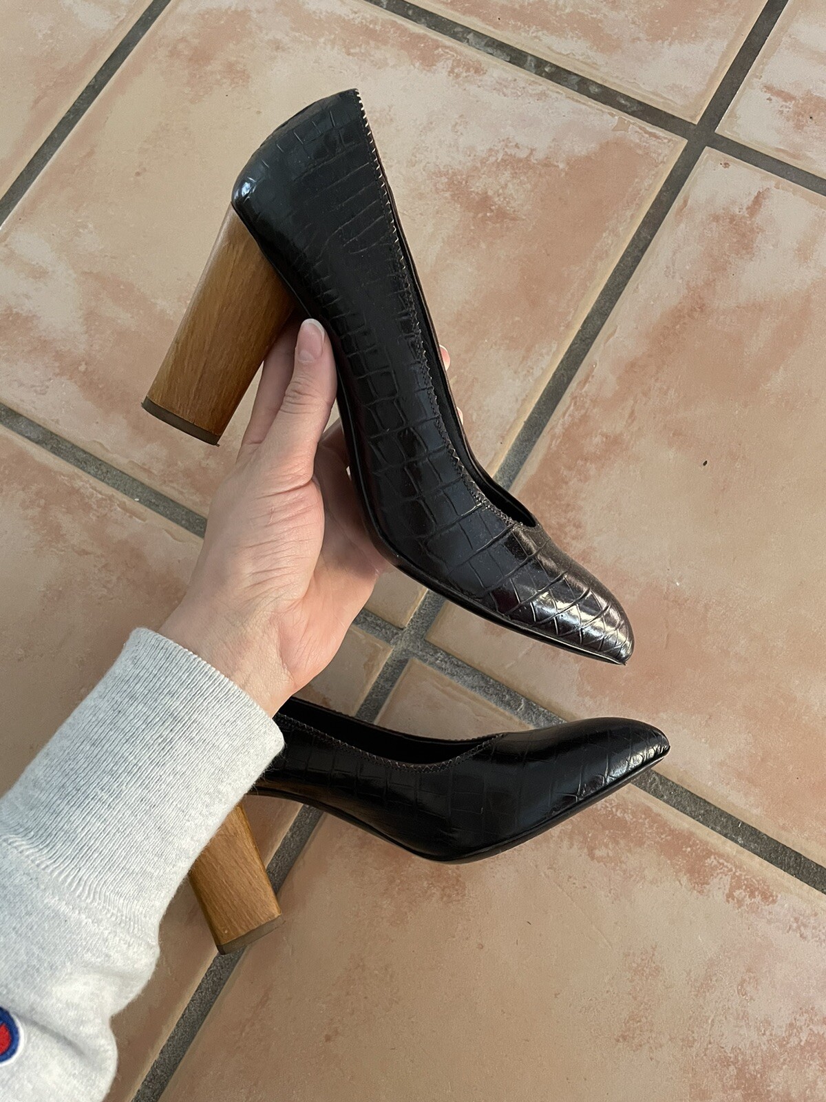 SAINT LAURENT YSL Tacco Legno 37 Stampa Coccodrillo