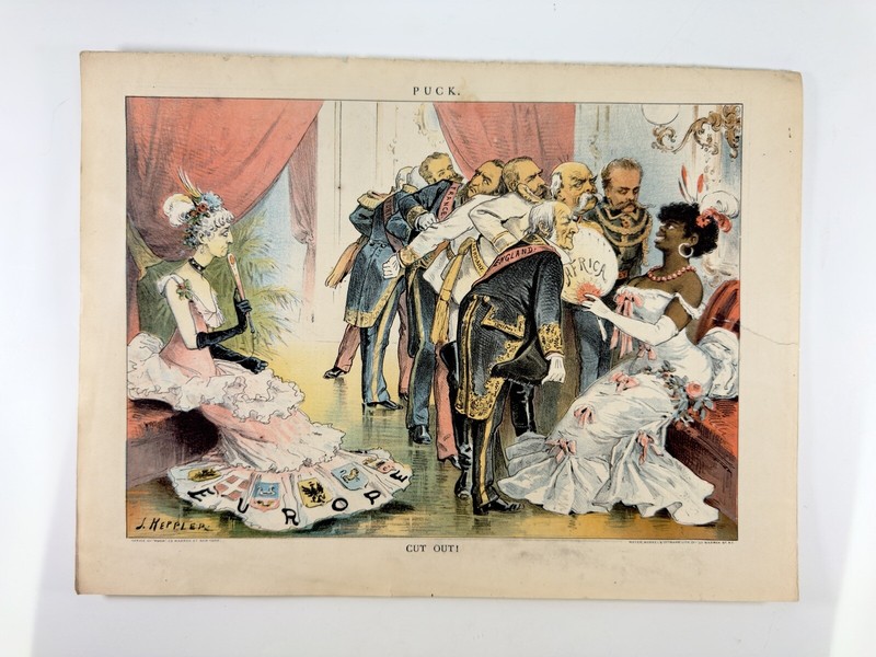 Puck Chromolithograph “Cut Out!” By Keppler 1885 Europe Courts Africa-March 1885