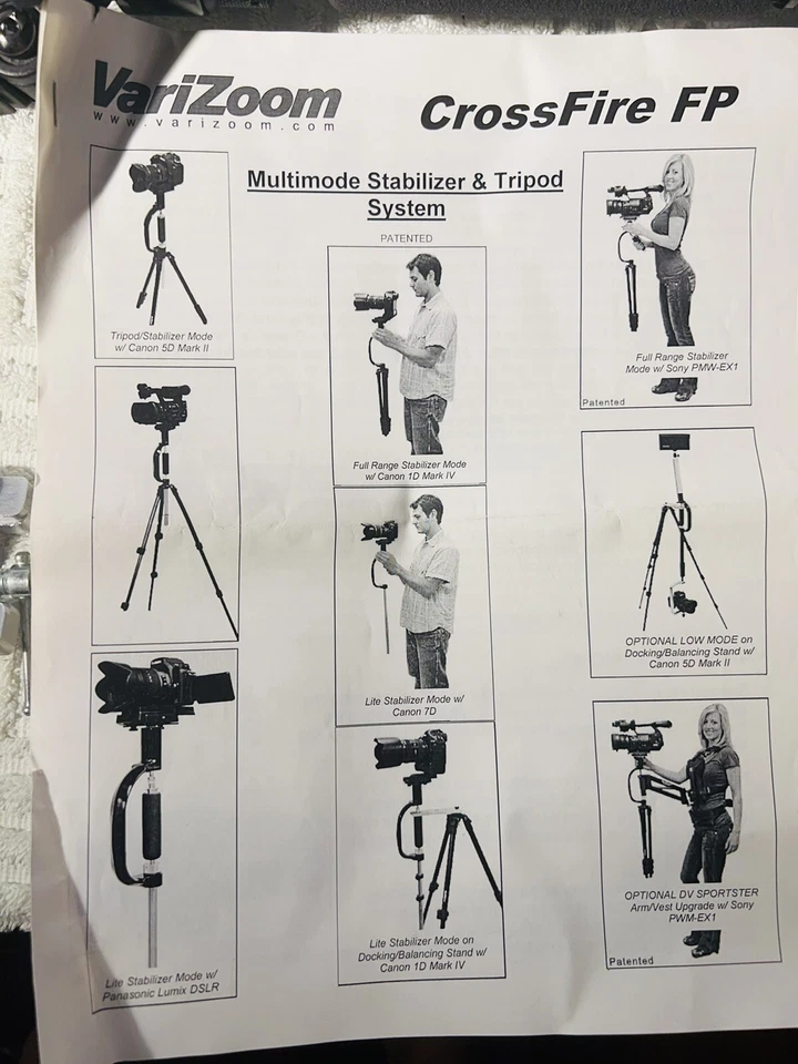 Varizoom VZ-Crossfire-FP Multimode Handheld Stabilizer/Tripod for Cameras 1-9lbs - Image 2 of 4