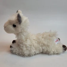 Aurora Mini "Flopsie" Plush Stuffed Llama White with Brown Hooves 8 Inches