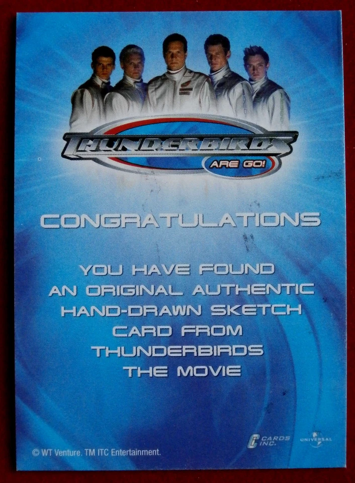 THUNDERBIRDS - SCARCE COLOUR SKETCH CARD - JEFF & GORDON TRACY - JOHN CZOP, 2004 - Image 2 of 3