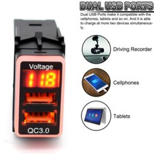 Fits Nissan Qc3.0 Quickcharger Dual Usb Phone Adapter Port Led Digital Voltmeter Fits Nissan Qc3.0 Quickcharger Dual Usb Phone Adapter Port Led Digital Voltmeter