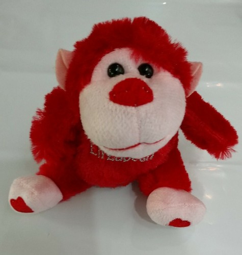 Small Monkey Plush Stuffed Animal Toy Red w/ Elizabeth  - Afbeelding 1 van 5