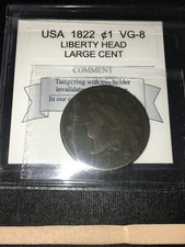 1822  USA, Liberty Head, Large One Cent.