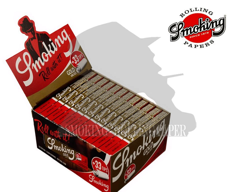 Cartine Smoking Oro Lunghe King Size Slim Gold E Filtri in Carta 24 Libretti