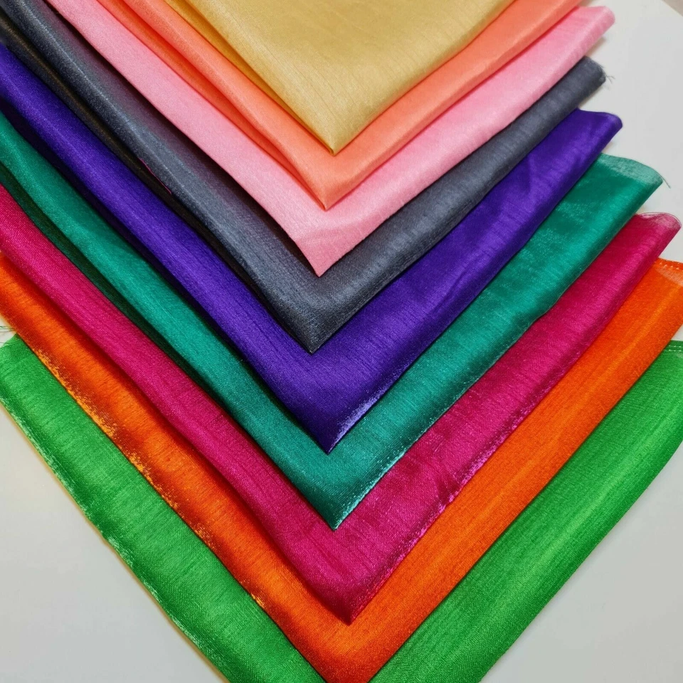Faux Raw Silk Fat Quarters 50x50cm Fabric Bundle of 9 Colours Quilting Material - Image 3 of 3
