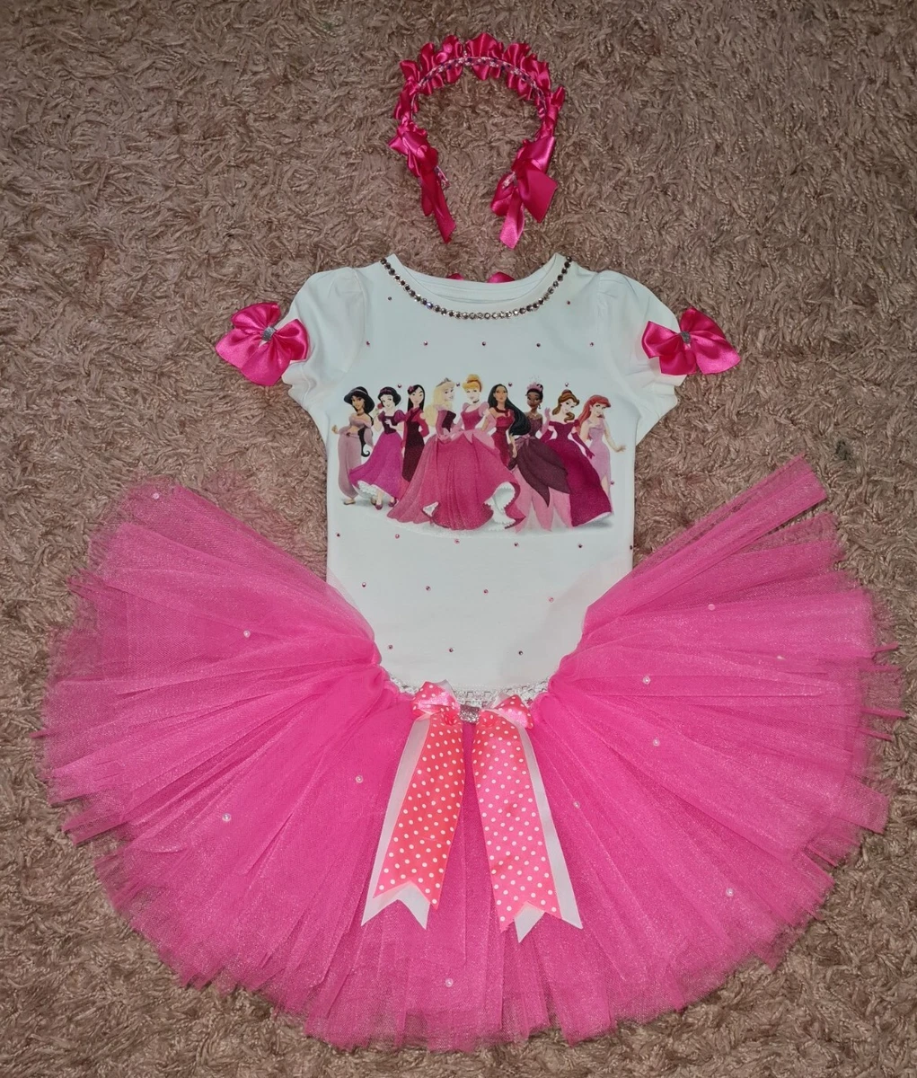Personalised Girls Birthday outfit Disney Princess Tutu Headband