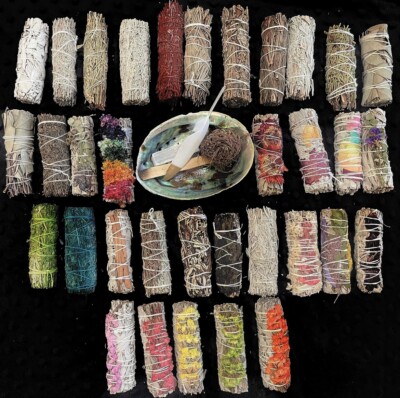 Two Handmade 4  Sage Smudges custom incense - Variety