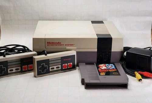Vintage NES Nintendo Entertainment System with Super Mario Bros. & 2 Controllers