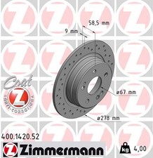 2x Bremsscheibe SPORT Z ZIMMERMANN 400.1420.52 f&uuml;r MERCEDES SL R129 190 W201 280
