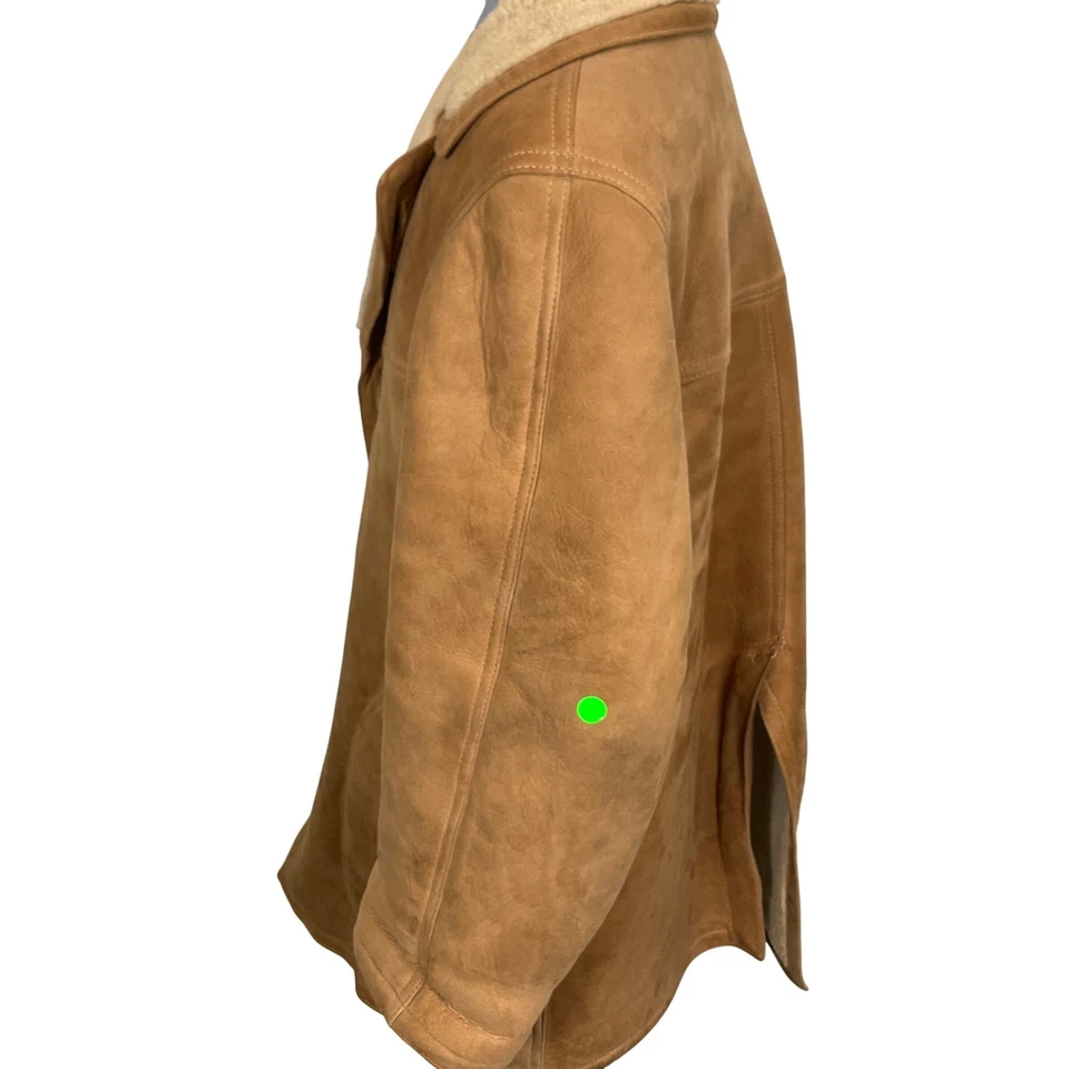 Vintage Shearling Coat  Mens 46 Brown Beige Suede USA Sawyer of Napa USA - Image 3 of 4
