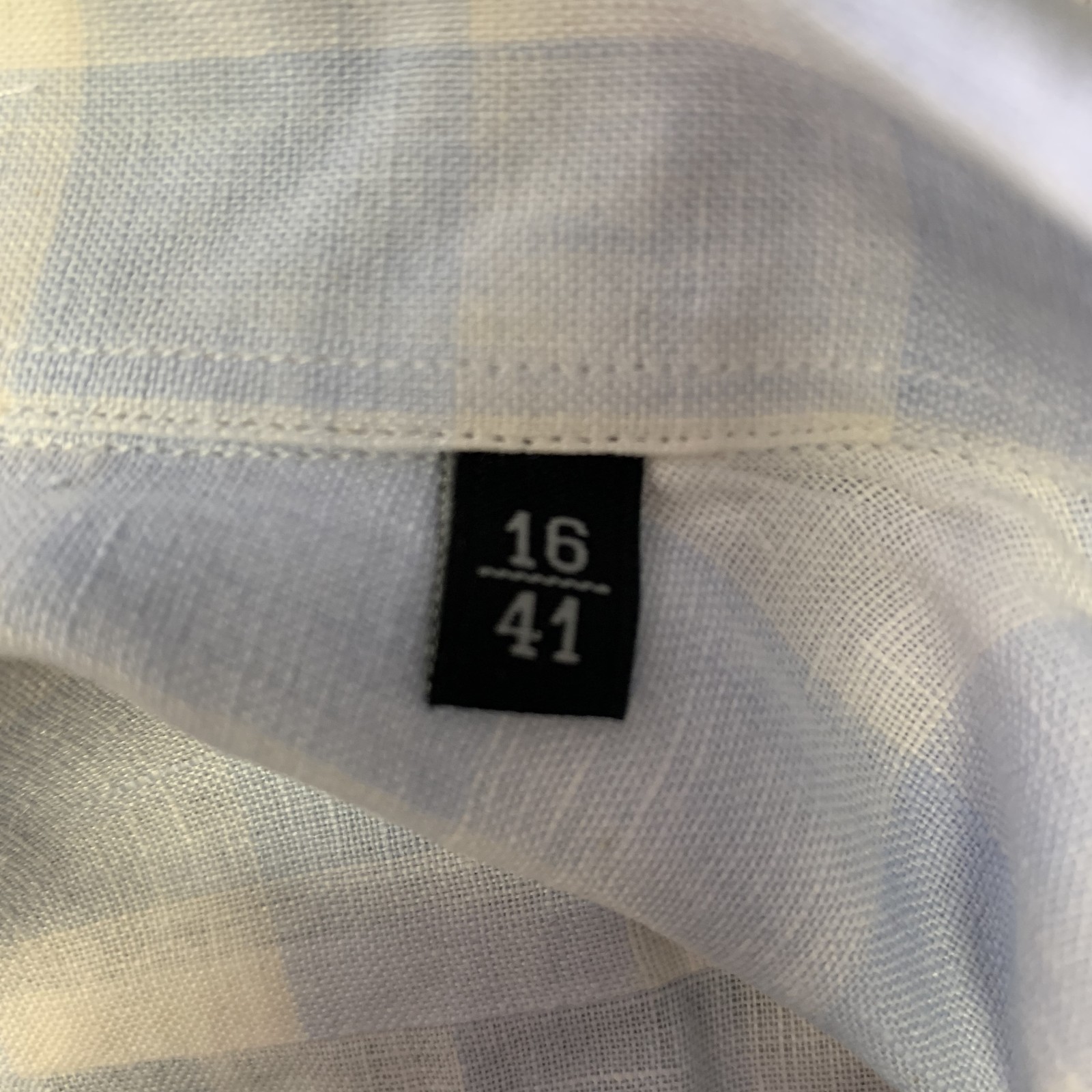 PAUL SMITH Size M White Blue Checkered Linen Long Sleeve Shirt image 5