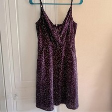 Elegant Purple Spaghetti Strap Gap Dress Size 8 Polka Dot Fit & Flare