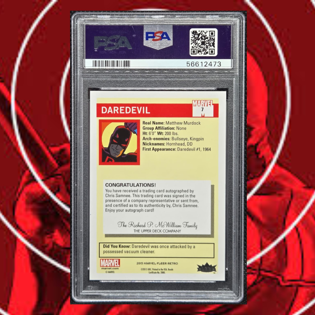 (Pop 1!) PSA 10 Daredevil Chris Samnee Auto 2015 Marvel Fleer Retro ‘90 Impel view 2