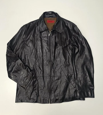 HUGO Herren Lammleder Mantel Jacke schwarz XL Reißverschluss Logo Freizeit - Bild 1 von 4