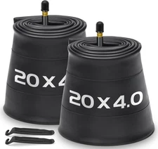 2 Pack 20x4 Fat Tire Bike Inner Tubes with AV 32mm Valve, Premium Butyl Rubbe...