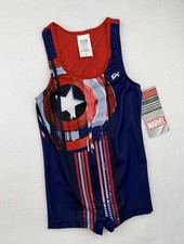 New GK ELITE Gymnastics MARVEL CAPTAIN AMERICA Singlet COMPETITION Boys SIZE: CL