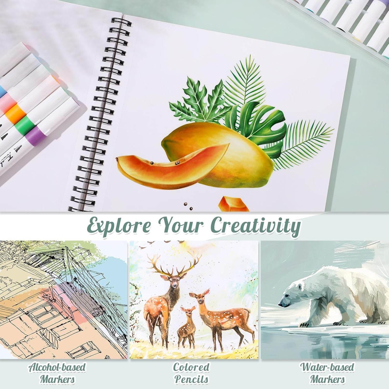 50 Sheets Marker Paper Pad, 7.6×7.6 Inch Bleedproof Art Sketch Pad, 73lb/120gsm