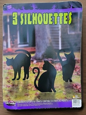 Black Cat Halloween Yard Décor Silhouettes 3-Pack Fun World Scaredy-Cats Outdoor