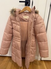 Michael Kors Girls Pink Puffer Jacket w/ Fur Hood Size 14 Big Girls
