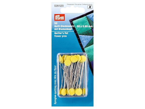Prym 028520 Quilt-Stecknadeln Mit Blumenkopf Ø 0,6Mm X 50Mm - Gelb-Silber - 50 S-image