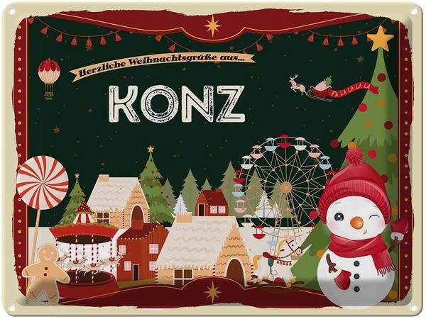 Blechschild 30X40 Cm WeihnachtsgrüßE Aus Konz Weihnachten Fest Deko Geschenk Met-image