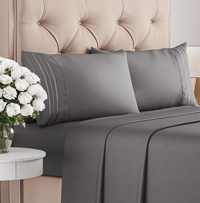 4 Piece Sheet Set, Hotel Luxury Soft & Wrinkle Free Bed Sheets by CozyLux C King