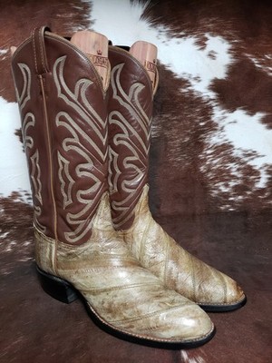 Tony Lama Vintage Gold Label Bone Eel Leather Western Cowboy  display picture 2