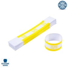 100-Pack Yellow Currency Band Bundles - Easy Seal Money Wraps for 1000 Cash