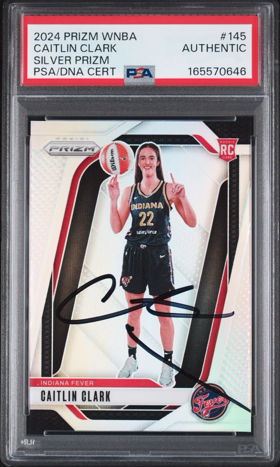 2024 Caitlin Clark Prizm WNBA Silver Prizm #145 RC  PSA/DNA AUTHENTIC AUTOGRAPH