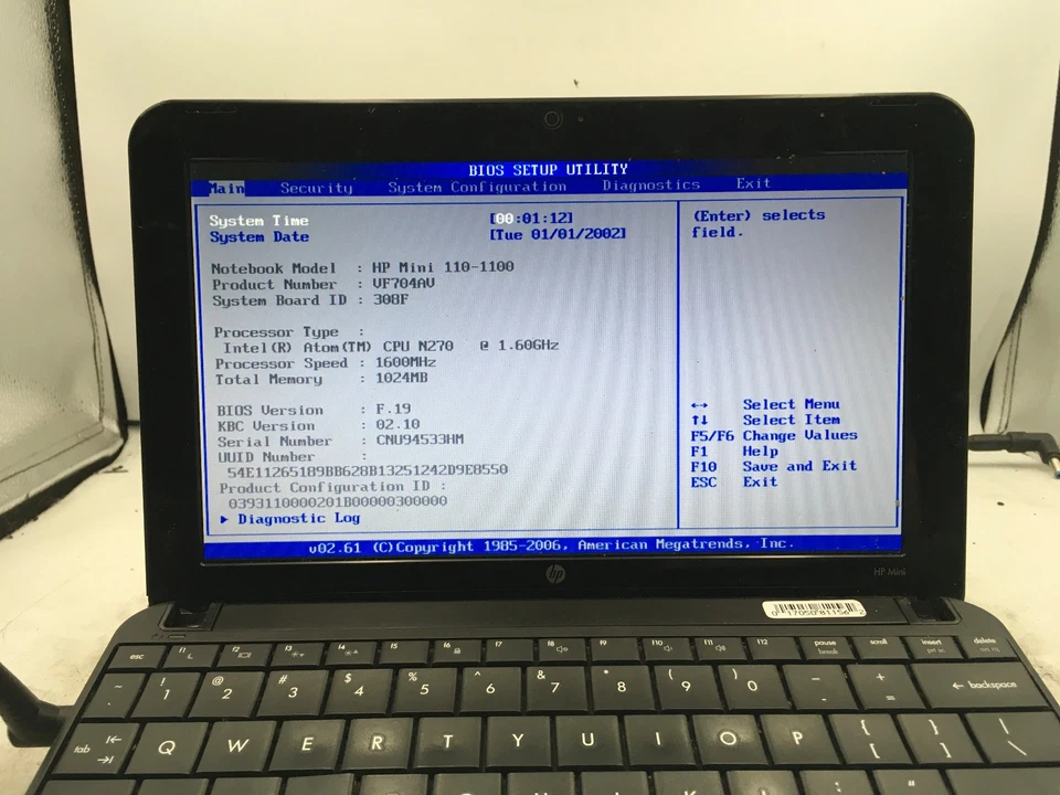 HP MINI 110 1100 - BOOTS TO BIOS - INTEL ATOM N270 - 1GB RAM - 10" - READ - BB - Image 2 of 4