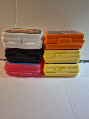 6 Tupperware Sandwich Keeper reusable hinged Kids Characters(cars, SpongeBob)+