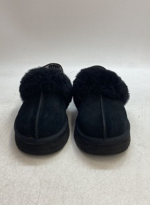 UGG Funkette Black Suede Platform Slipper Kids Size 1