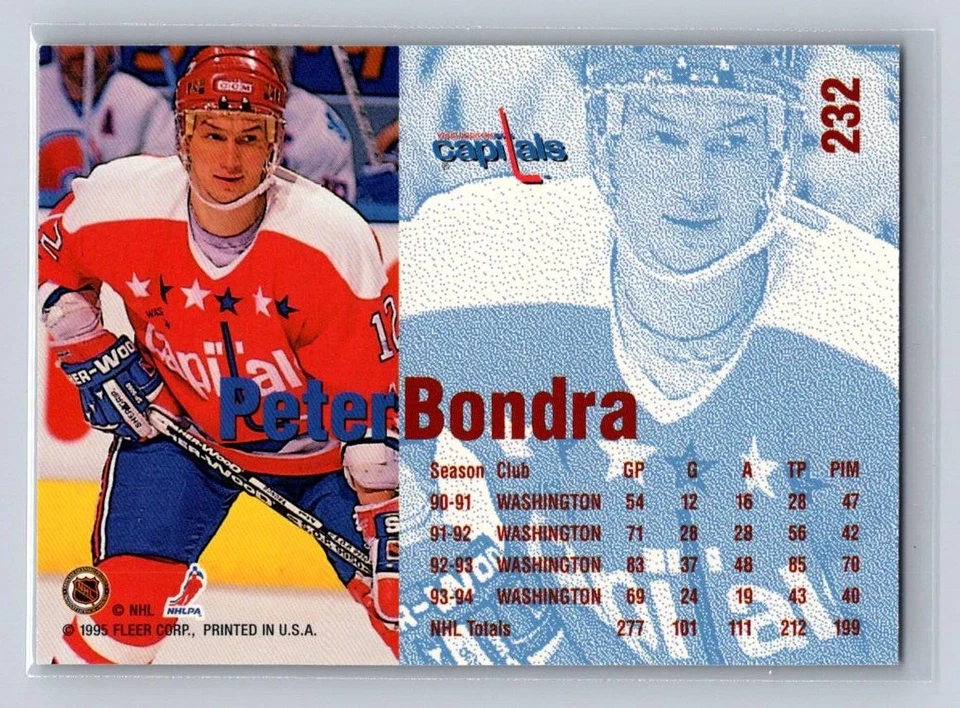 1994-95 Fleer #232 Peter Bondra Washington Capitals - Image 2 of 2