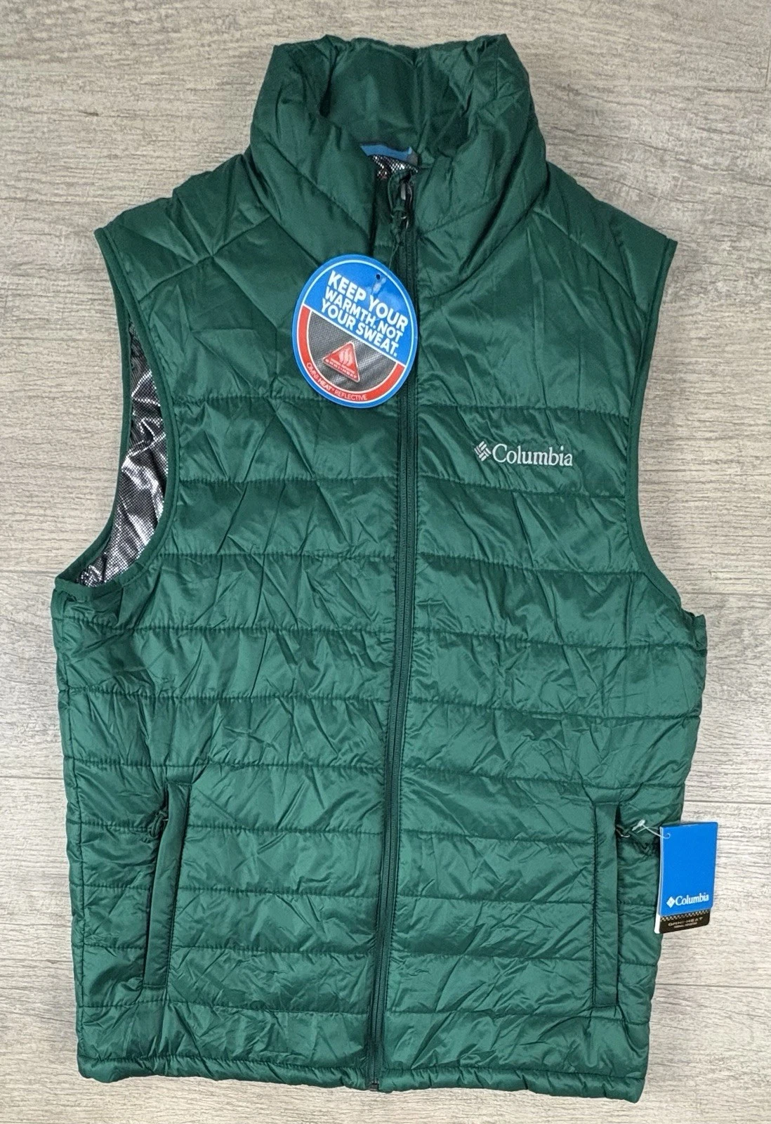 Columbia Omni-Heat Insulated Mens Crested Butte II Puffer Vest Green Small New