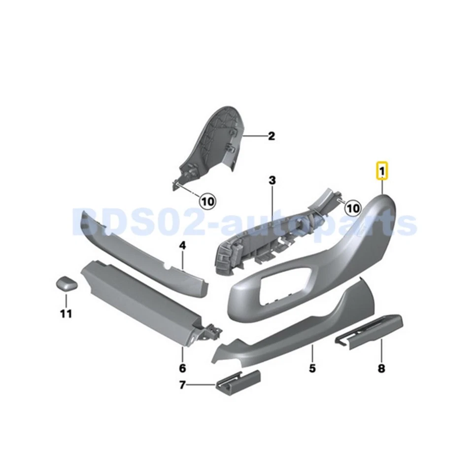 52107318974 Front Right Seat Outer Cover for BMW F07 F10 F02 X5 X6 535i 730Li M5 - Image 2 of 4