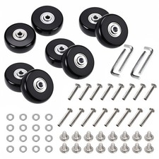 Set of 8 Luggage Suitcase Replacement Wheels, 50 x 18mm Rubber Swivel Black