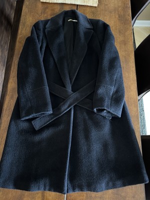 Max Studio Wool Blend Coat Womens L Black  3/4 Length Dressy Business