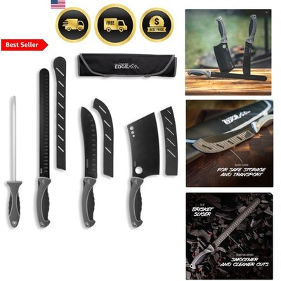 Meat Carver Knife Set  Titanium Coated Blades Sharpening Steel