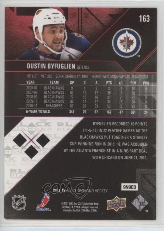 2011-12 Upper Deck Black Diamond Dustin Byfuglien #163 - Image 2 of 2