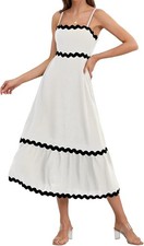 Womens Summer Spaghetti Straps Long Dress RIC Rac Dress 2025 Casual Flowy Lace M