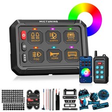 RGB 6 Gang Switch Panel, Wireless Remote APP Control Circuit Relay Marine 12/24v