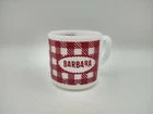 Vintage “ Barbara “ Checkered Plaid Gingham Westfield Coffee Mug Cup Milk Glass