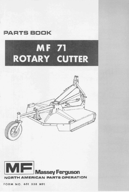 Massey Ferguson MF71 Rotary Cutter Mower Parts manual (05/1974) | eBay