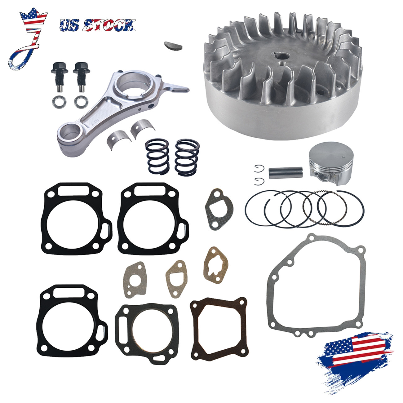 70mm Flat Top Piston Flywheel 10krpm 3.323 Billet Rod For Predator 212cc 196cc