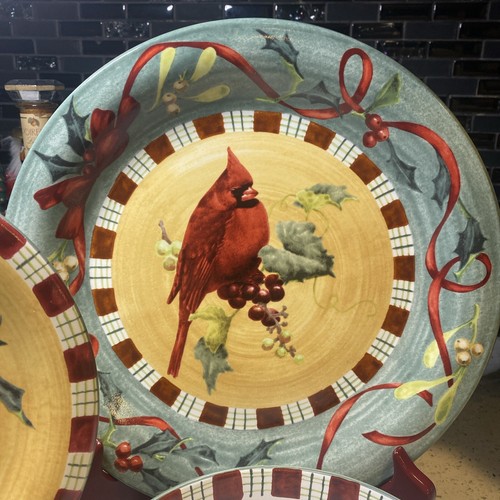 Lenox Winter Greetings 4 Piece Place Setting Cardinal & Nuthatch Bowl Plates Mu - Picture 5 of 7
