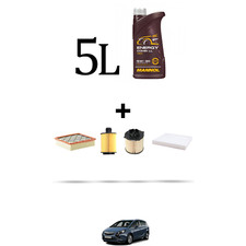 HOFFCAR Kit tagliando 4 FILTRI e 5L OLIO per Opel Zafira C Tourer 2.0 CDTI 96kw 