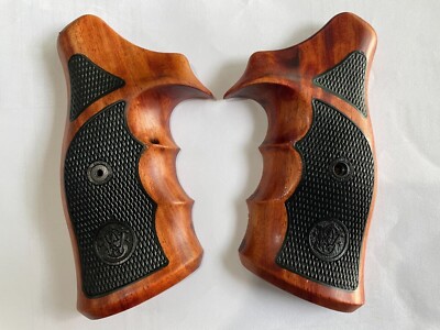 New Decorative wood Grips for S&W, K/L ROUND BUTT 686; Closed back; 2 tone wood