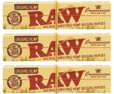 3x Raw Classic King Size Rolling Papers Connoisseur w/tips 3 PKS  USA SHIPPED!