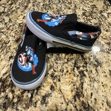 MARVEL Captain America Black/Blue Slip On Casual Shoes Youth Size US 7